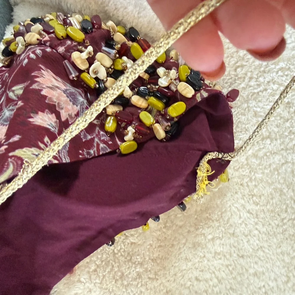 Ria Shah Label maroon floral printed cape set - Picture 8 of 9